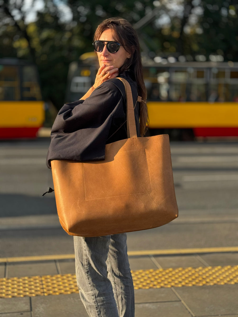 Torba XXL CAMEL 100% skóra naturalna