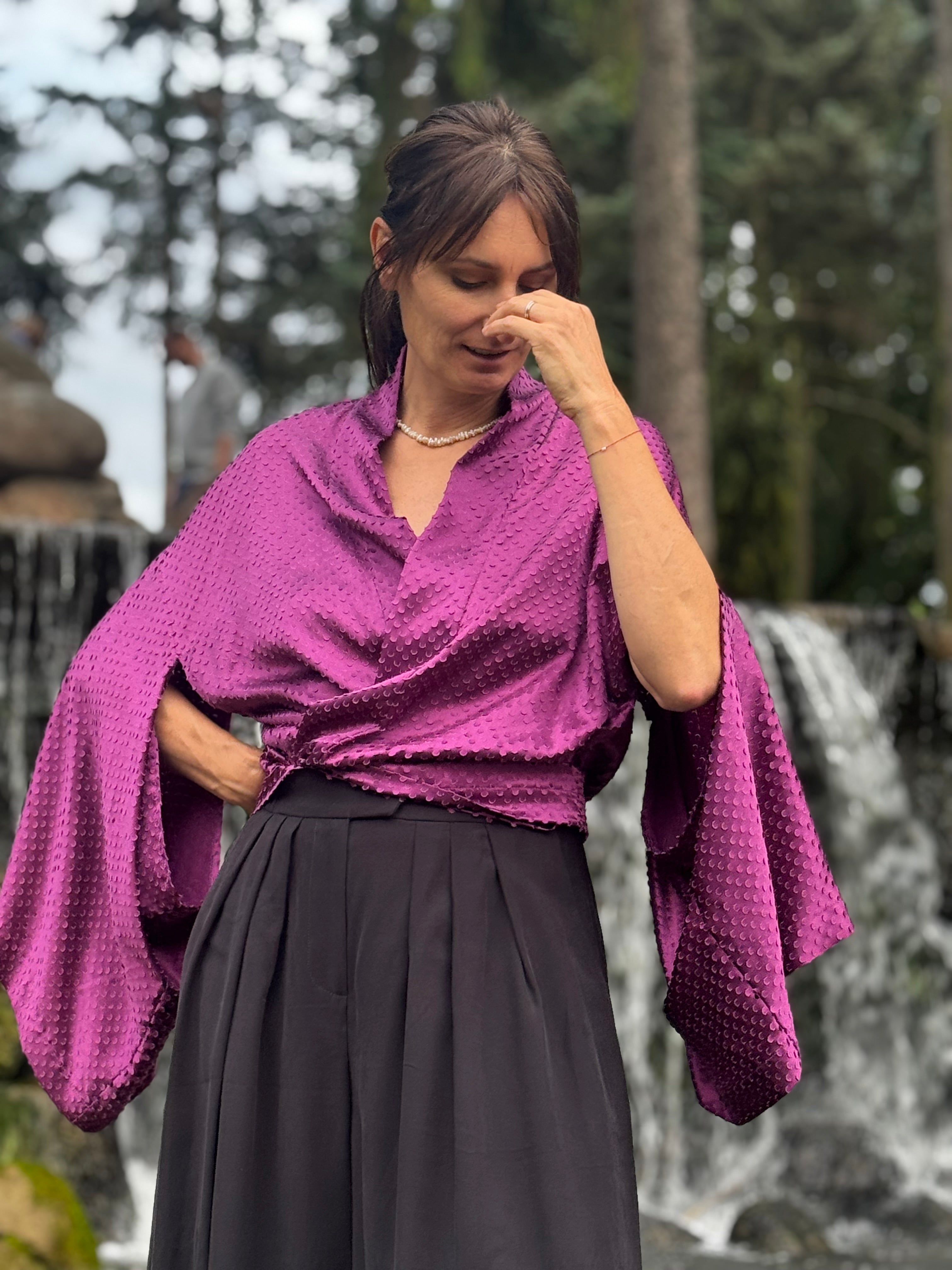 kimono AUBERGINE 100% jedwab