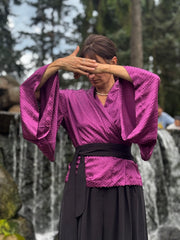 kimono AUBERGINE 100% jedwab