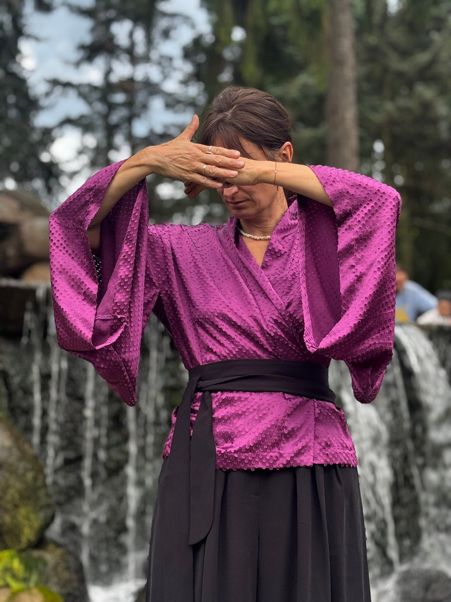 kimono AUBERGINE 100% jedwab