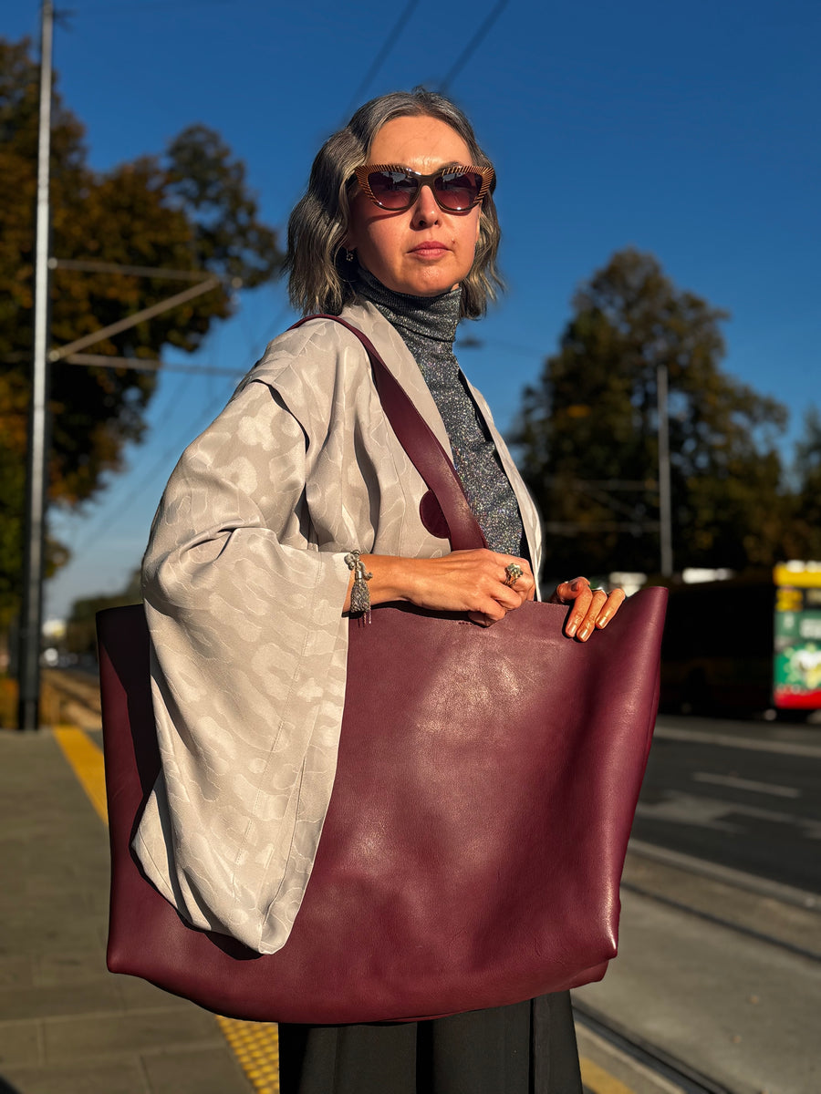 Torba XXL Bordo 100% leather