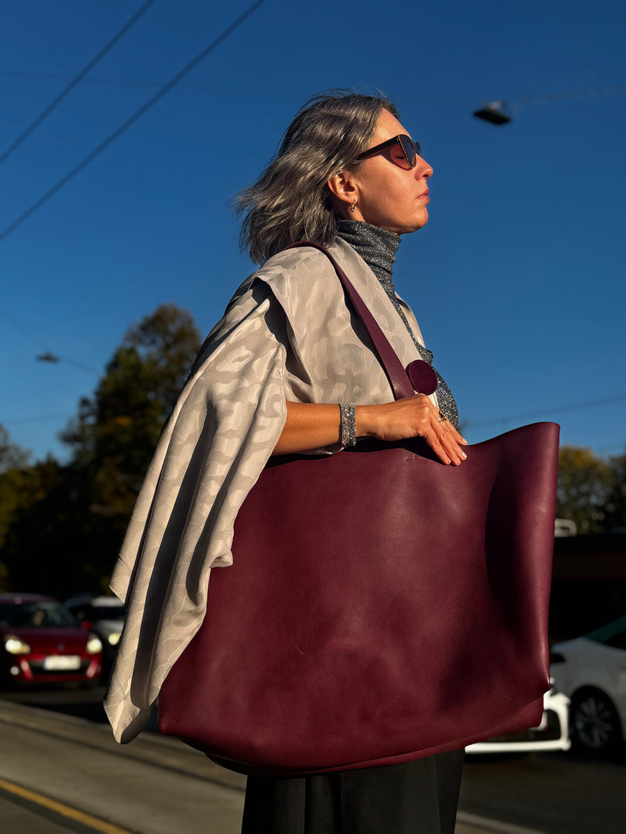 Torba XXL Bordo 100% leather