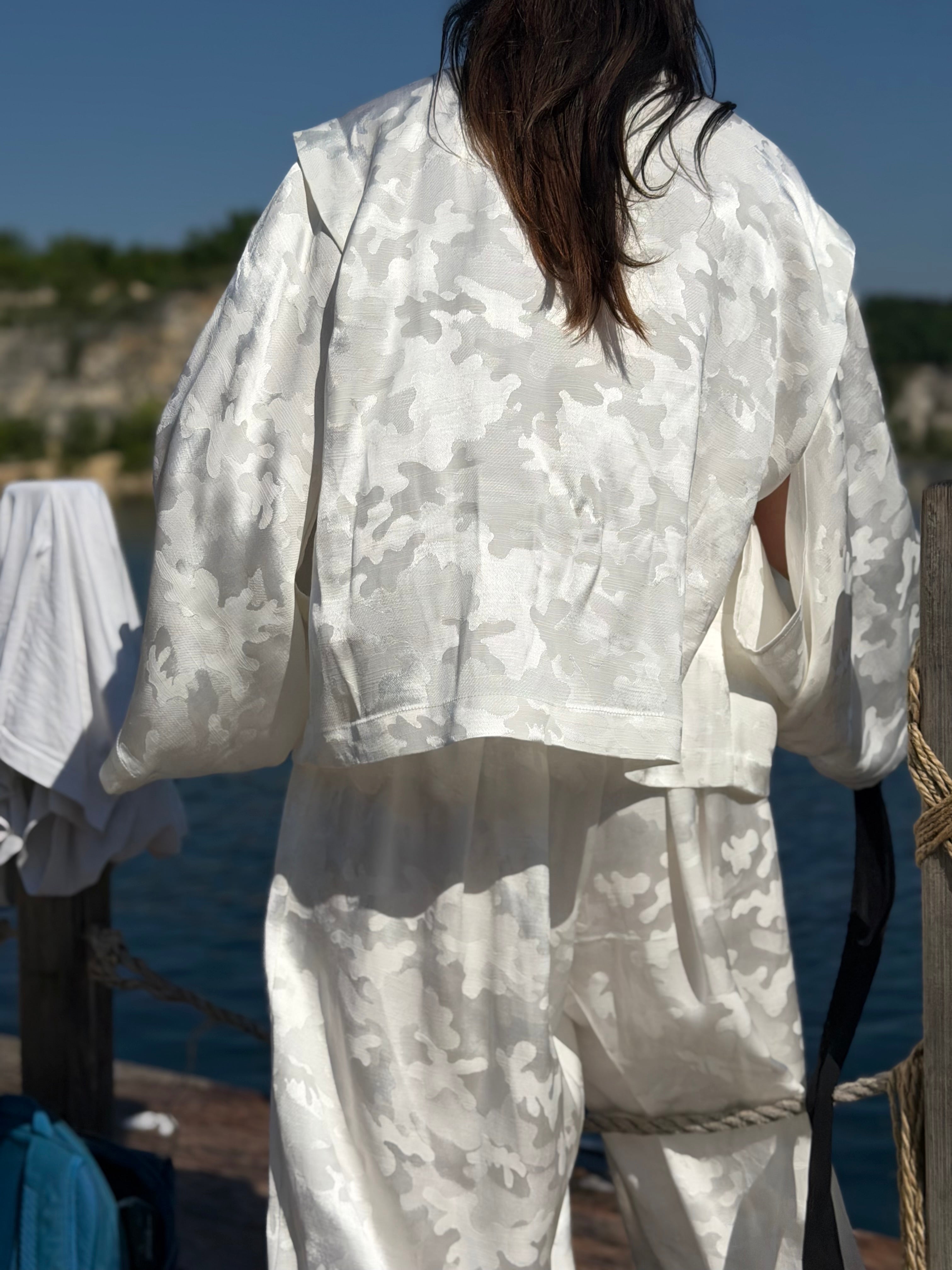 spodnie hakamy WHITE JACQUARD
