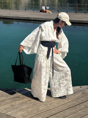 WHITE JACQUARD hakama trousers