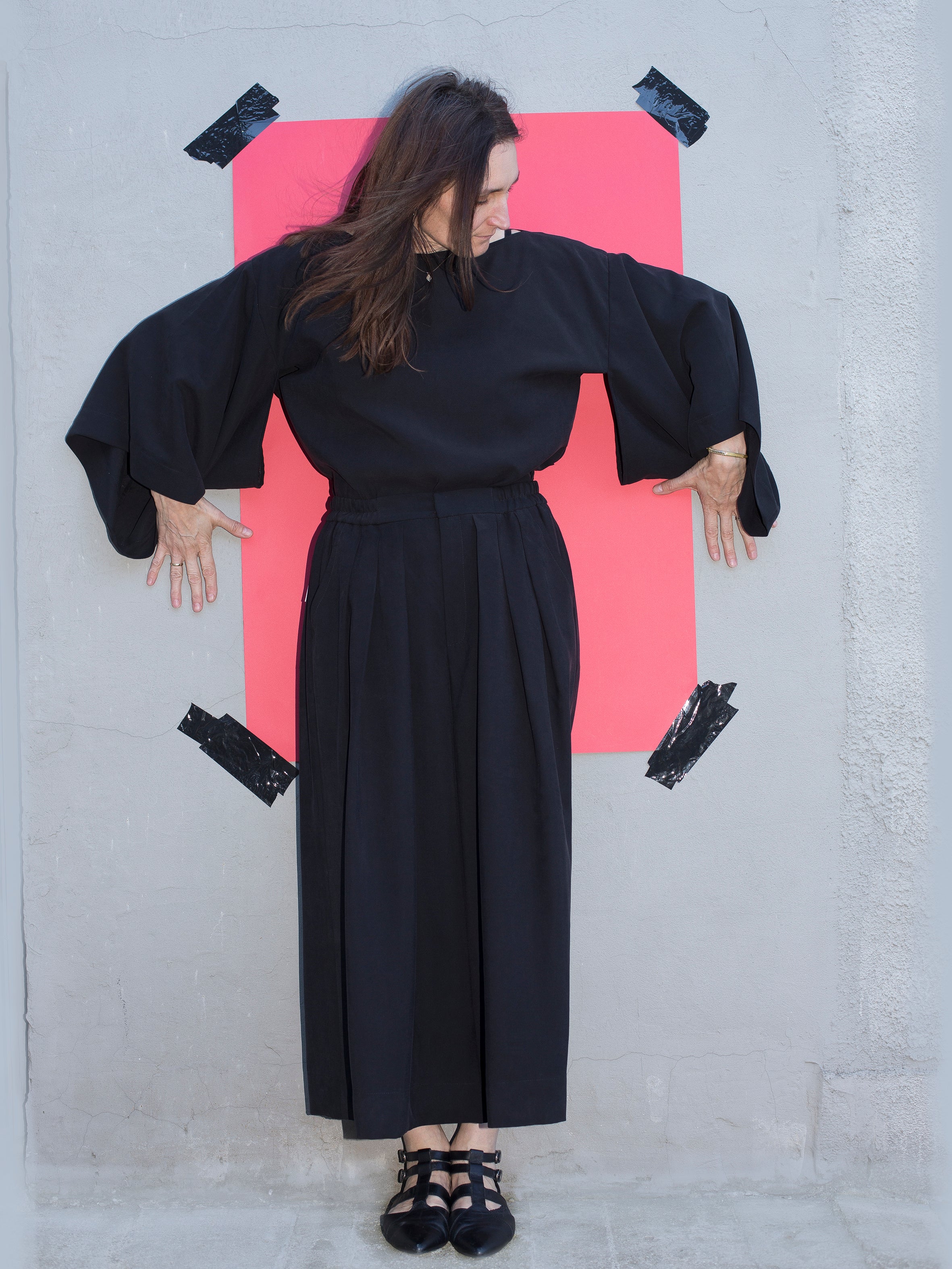 WEST HAKAMA black tencel pants