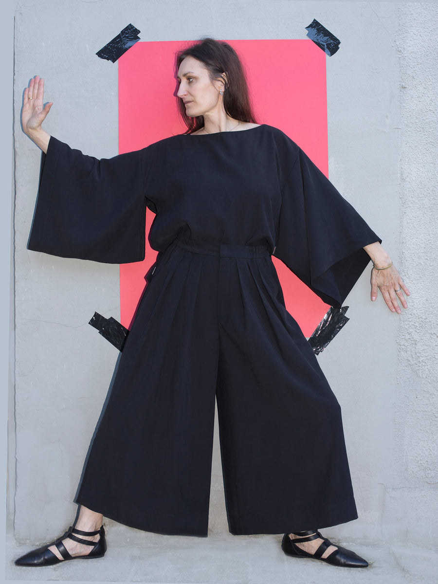 spodnie WEST HAKAMA black tencel