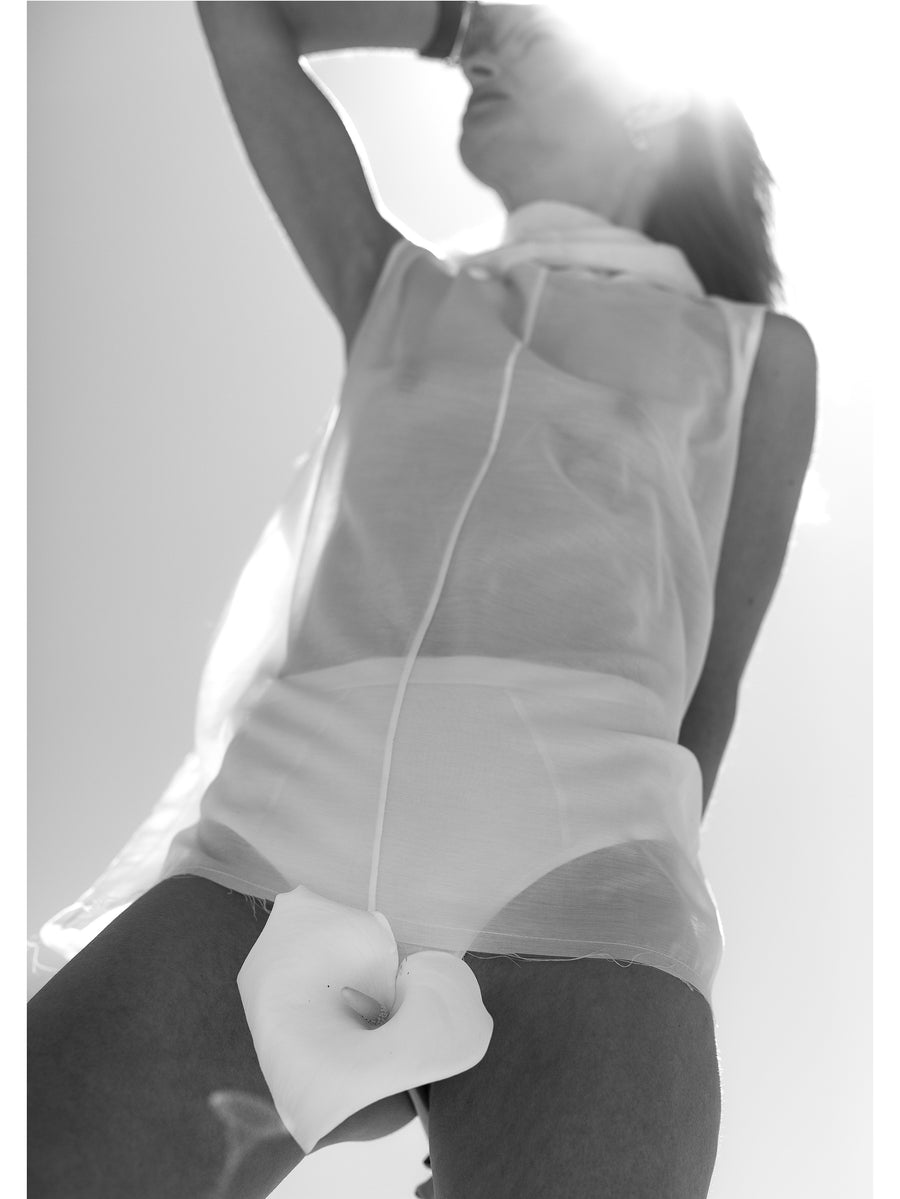 Transparentna bluzka z tencelu CREME CALLA