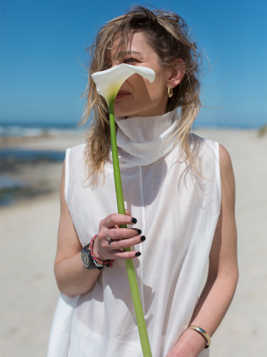 Transparentna bluzka z tencelu CREME CALLA