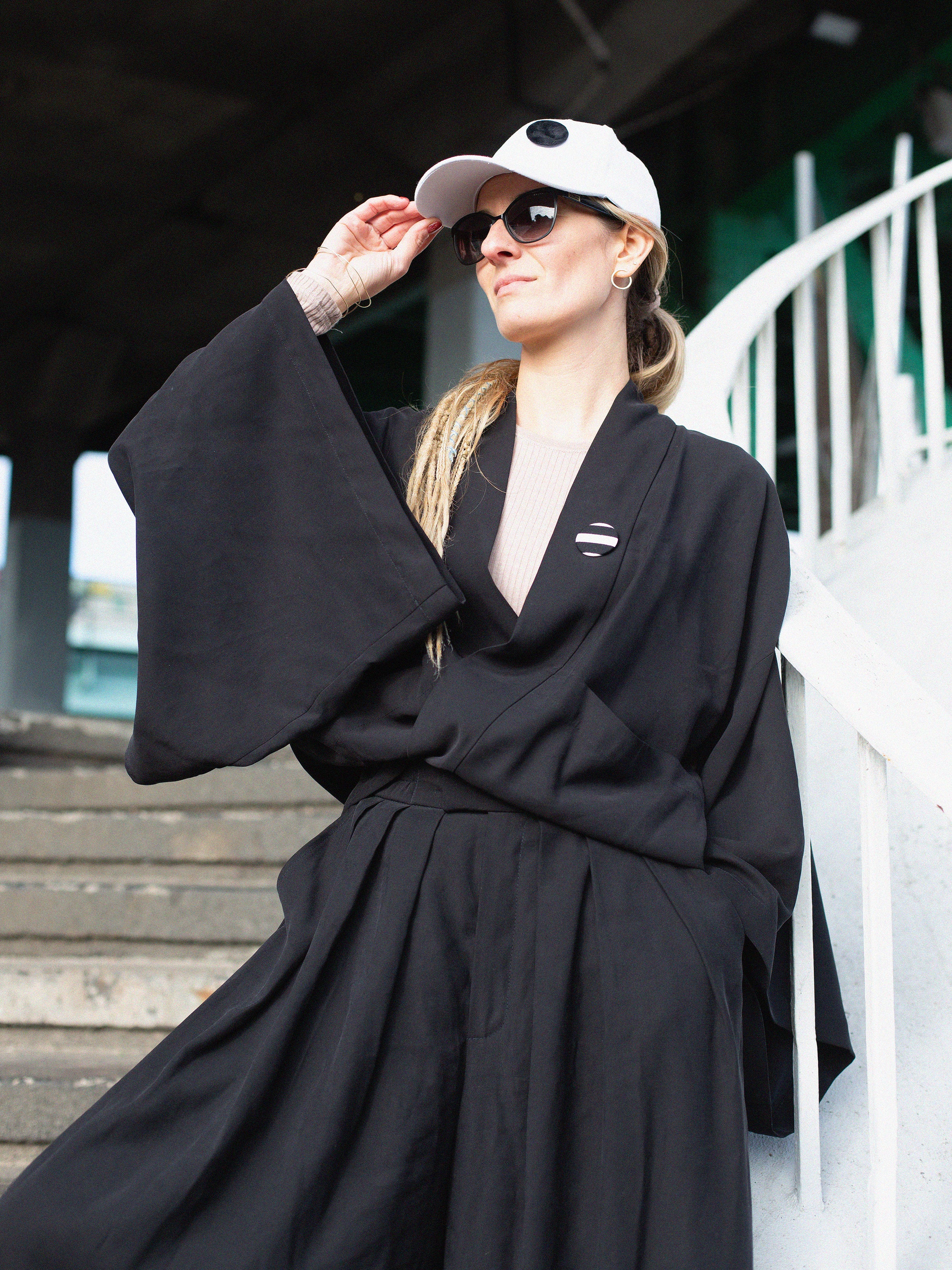 kimono Deep Black Tencel krótkie