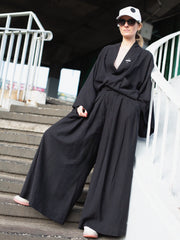 kimono Deep Black Tencel krótkie